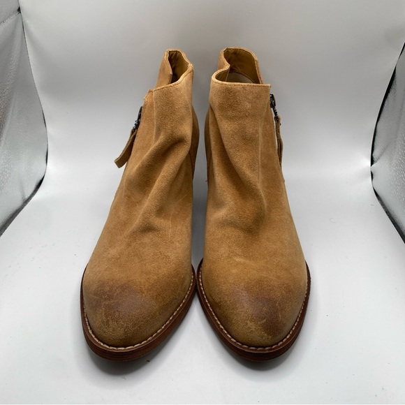 Sam Edelman Womens 8.5 Suede Bootie Macon Camel Ankle Boot Zip Block Heel NWB - Picture 2 of 11